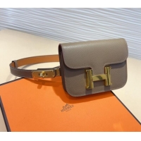 Trendy Design Hermes Kelly Buckle Pouch Belt in Grained Calfskin with Gold Hardware 0706 Grey 2024