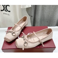 Stylish Gucci Satin Ballet Flat with Horsebit Nude Pink 702125