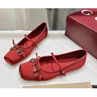 Sumptuous Gucci Satin Ballet Flat with Horsebit Red 702126