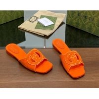 Best Price Gucci GG Canvas Flat Slides Sandal in GG Canvas Orange 702134