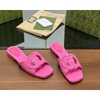 Good Looking Gucci GG Canvas Flat Slides Sandal in GG Canvas Pink 702135