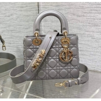 Super Quality Dior Small Lady My ABCDior Bag in Pearlescent Cannage Lambskin CD0302 Grey 2024