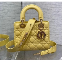 Affordable Price Dior Small Lady My ABCDior Bag in Cannage Lambskin CD0302 Yellow 2024