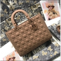 Top Design Dior Large Lady Dior Bag in Calfskin Leather M0566 Nude Pink 2024