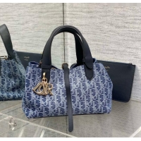 Top Quality Dior Small Dior Toujours Bag in Blue Denim Dior Oblique Jacquard CD0316 2024