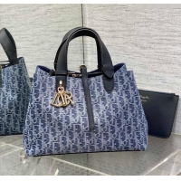 Best Price Dior Medium Dior Toujours Bag in Blue Denim Dior Oblique Jacquard CD0317 2024