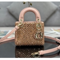 Best Price Dior Micro Lady Dior Bag in Leather with Beads and Sequins Limited Edition S0856 Pink 2024