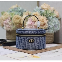 Super Quality Dior 30 Montaigne Small Vanity Case in Blue Denim Dior Oblique Jacquard 5198 2024