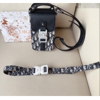 Most Popular Dior Saddle Vertical Pouch Belt in Oblique Jacquard and Black Grained Calfskin with Silver Hardware D6005 2