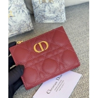 Famous Brand Dior Caro Dahlia Wallet in Supple Cannage Calfskin S5173 Burgundy 2024