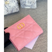 Inexpensive Dior Caro Dahlia Wallet in Supple Cannage Calfskin S5173 Pink 2024