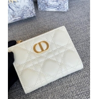 Best Price Dior Caro Dahlia Wallet in Supple Cannage Calfskin S5173 White 2024