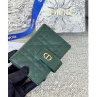 Promotional Dior Caro Dandelion Card Holder Wallet in Supple Cannage Calfskin S5157 Green 2024