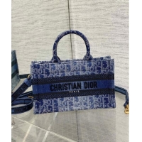 Reasonable Price Dior Mini Dior Book Tote Bag in Blue Denim Oblique Jacquard D5093 2024