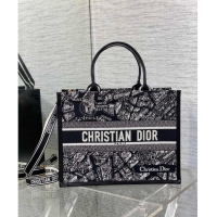 Good Product Dior Medium Book Tote bag in Black and White Plan de Paris Embroidery D0715 2024