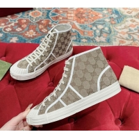 Sophisticated Gucci Lido GG Canvas High Top Sneakers Beige 7230105