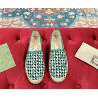 Best Price Gucci Espadrilles Flat in GG Houndtooth Canvas Green/Black/White 7230112