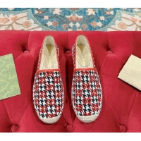 Purchase Gucci Espadrilles Flat in GG Houndtooth Canvas Red/Black/White 230114