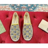 Good Quality Gucci Espadrilles Flat in GG Houndtooth Canvas Yellow 230115