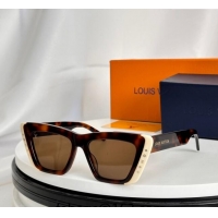 Sumptuous Cheap Louis Vuitton Sunglasses Z2424W Brown/White 2024