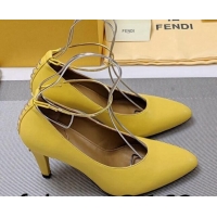 Stylish Fendi Filo Pumps 8.5cm in Calfskin Leather Yellow 326038