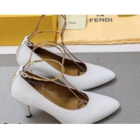 Sophisticated Fendi Filo Pumps 8.5cm in Calfskin Leather White 326039