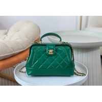 Inexpensive Chanel Shiny Lambskin Small Bag with Top Handle Bag AS4959 Green 2024