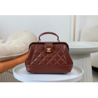 Buy Discount Chanel Shiny Lambskin Small Bag with Top Handle Bag AS4959 Brown 2024