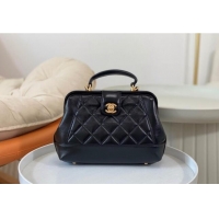 Buy Fashionable Chanel Shiny Lambskin Small Bag with Top Handle Bag AS4959 Black 2024