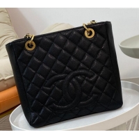 Best Quality Chanel Grained Calfskin Small Shopping Bag 50994 Black/Gold 2024