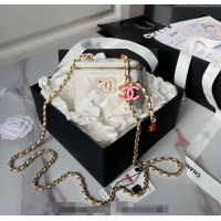 Top Quality Chanel Shiny Lambskin Clutch with CC Charm Chain AP3941 White 2024