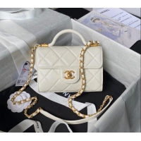 Trendy Design Chanel Grained Calfskin Mini Flap Bag with Top Handle AS4956 White 2024