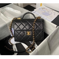 Top Quality Chanel Grained Calfskin Small Flap Bag with Top Handle AS4957 Black 2024