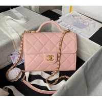 Trendy Design Chanel Grained Calfskin Small Flap Bag with Top Handle AS4957 Light Pink 2024