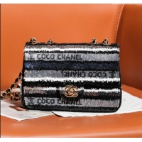 Fashion Discount Chanel Sequins Mini Flap Bag CH71801 Black/Grey 2024