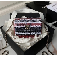 Top Design Chanel Sequins Mini Flap Bag AS3268 Black/Pink/Red 2024