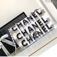 Unique Grade Chanel Sequins Logo Medium Flap Bag AS1811White/Black 2024