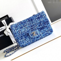 Top Grade Chanel Sequins & Tweed Mini Flap Bag AS1810 Blue 2024