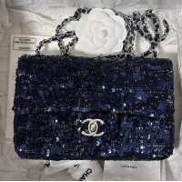 Top Grade Chanel Sequins Mini Flap Bag AS1810 Royal Blue 2024