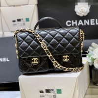 Inexpensive Chanel Message Bag with Pockets in Waxed Sheepskin AS4993 Black 2024 Top Quality