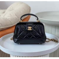 Best Price Chanel Shiny Lambskin Mini Bag with Top Handle Bag AS4958 Black 2024