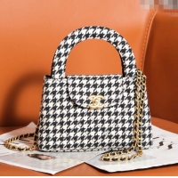 Original Cheap Chanel Mini Shopping Bag in Houndstooth Tweed AS4416 White/Black 2024