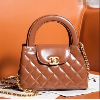 Reasonable Price Chanel Mini Shopping Bag in Shiny Calfskin AS4416 Brown 2024