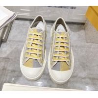 Luxurious Fendi Domino Low-top Sneakers in FF Canvas Grey/Yellow 604169