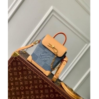 Promotional Louis Vuitton Nano Steamer Mini bag in Blue Damier Denim 3D Cotton Canvas N40751 2024