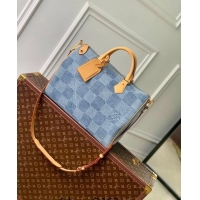 Famous Brand Louis Vuitton Speedy 40 Bandouliere bag in Blue Damier Denim 3D Cotton N40701 2024