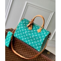 Shop Grade Louis Vuitton RUNWAY Speedy P9 Bandouliere 40 Bag in Soft Calfskin M24417 Blue 2024