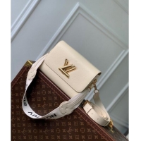 Popular Style Louis Vuitton Twist MM Bag in Epi Leather with Monogram Flower Strap M24765 White 2024