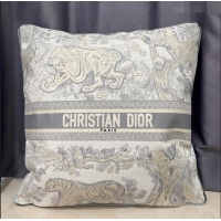 Famous Brand Dior Square Pillow 50cm in Toile de Jouy Embroidery CD2523 Grey