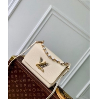 New Design Louis Vuitton Twist MM Bag in Epi Leather with Monogram Flower M24043 Quartz White 2024